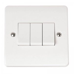 Scolmore Click Mode 10A 3 Gang 2 Way Plate Switch