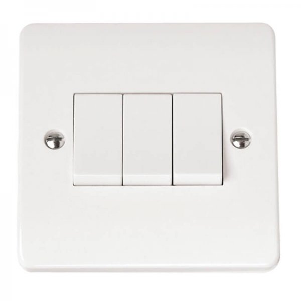 Scolmore Click Mode 10A 3 Gang 2 Way Plate Switch