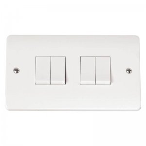 Scolmore Click Mode 10A 4 Gang 2 Way Plate Switch