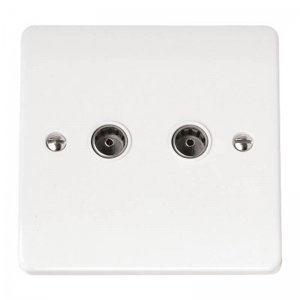 Scolmore Click Mode Twin Non-Isolated Coaxial Outlet (Unshielded)