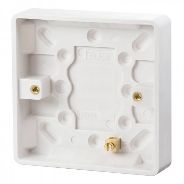 Scolmore Click Mode 1 Gang 16mm Deep Pattress Box With Earth Terminal