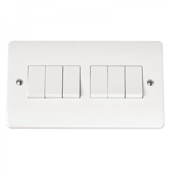 Scolmore Click Mode 10A 6 Gang 2 Way Plate Switch