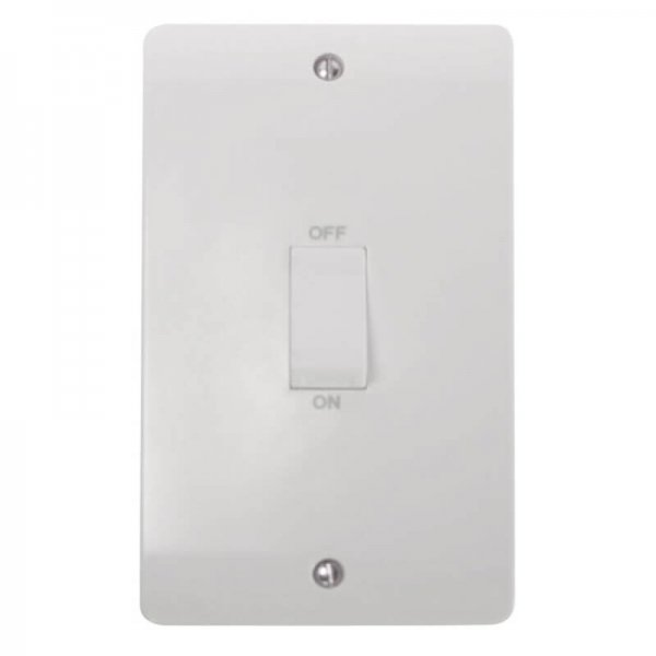Scolmore Click Mode 45A 2 Gang Double Pole Switch With White Rocker