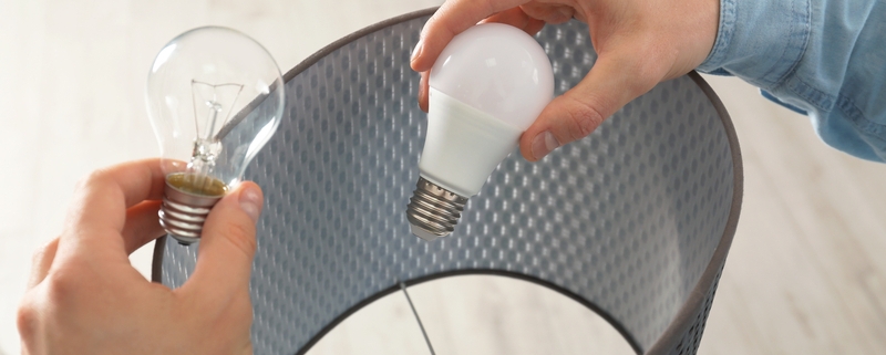 switching from normal light bulb to energy saving LED light bulb