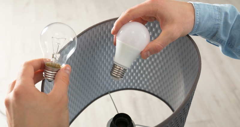 switching from normal light bulb to energy saving LED light bulb