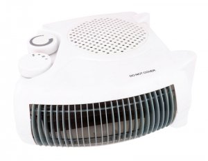 a white portable office fan heater